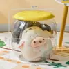 Cubo de Almacenamiento Transparente para Juguetes de Muñecas Plástico PP Sala de Estar Organizador Simple Tubo Taburete de Almacenamiento para Juguetes de Peluche con Tapa