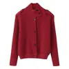 Cardigan Jacket de Punto de Cinco Colores de Cuello Alto Estilo Europeo y Americano Nuevo Otoño 2026 para Mujer en Blanco