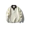 Suéter Gola Polo Falso Duas Peças Rumen para Homens e Mulheres, Tendência Outono e Inverno Estilo Americano, Estilo Solto e Relaxado, Suéter de Malha Quente e Grosso