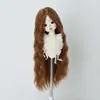 Peluca para Muñeca BJD Color Multicolor Opcional Flequillo Largo Ola de Agua Cabello Largo Rizado de 3/4/6 Puntos Seda de Alta Temperatura Cabello en Blanco