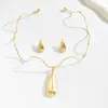 Collar y Pendientes de Ola Irregular con Forma de Gota de Agua Minimalista Transfronterizos, Set de Joyería Único de Diseño Nicho Estilo Ins Venta al Por Mayor