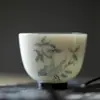 Xícara de Chá Única Azul e Branca Pintada à Mão da Dinastia Tang e Song, Conjunto de Chá Kung Fu, Xícara de Chá Doméstica, Xícara de Chá Pétala de Crisântemo Flor de Osmanthus Sob Esmalte