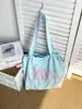 Bolso Tote con Cordón de Nuevo Estilo Coreano para Primavera y Verano, Bloques de Color, Ligero, Estampado de Letras Color Dopamina, Bolso de Hombro Fresco y Sencillo para Gimnasio