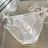 Chica de Luz Flotante~Estilo Francés de Deseo Puro Encaje con Lazos Sexy Bragas de Mujer de Tiro Medio Satín con Recorte Bragas Triángulo