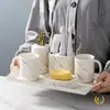 Juego de Cinco Piezas de Baño de Lujo Ligero, Kit de Baño, Taza de Cerámica para Cepillo de Dientes de Baño, Bandeja para Tazas de Lavar