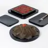 Prato de melamina estilo japonês bife prato ocidental bandeja redonda preta prato plano prato de churrasco prato criativo prato comercial