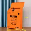 Buzón de Hierro Forjado Estilo Británico Montado en Pared con Cerradura, Caja de Amor