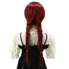 Comércio Exterior Transfronteiriço Europeu e Americano Novo Estilo Franja Reta Cabelo Longo Vinho Tinto Pares Rabo de Cavalo Trança Torcida Fábrica de Cosplay Venda Direta