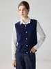 Roupa para o Trabalho: Colete de Tricô 100% Caxemira Pura Feminino, Cardigã sem Mangas com Botões Metálicos, Colete de Outerwear