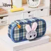 Estojo de Pelúcia Zootopia da Disney, Bolsa de Papelaria Xadrez Multicamadas de Aparência Sofisticada Estilo Japonês, Estojo de Grande Capacidade