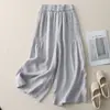 Foto Real de Pantalones Falda Anchos de Pierna Recta/A-Line de Nuevo Algodón y Lino 2026, Estilo Artístico, Pantalones Falda Plisados de Bolsillo Minimalistas Japoneses Versátiles