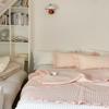 Funda de Cama de Encaje para Manualidades con Pliegues de Acordeón Acolchada de Algodón de Doble Cara Estilo Coreano, Set de Tres Piezas, Disponible para Todas las Estaciones