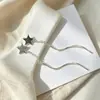 Pendientes de Plata de Ley S925 con Forma de Estrella y Ola para Mujer, Pendientes de Hilo con Borla de Estrella de Cinco Puntas de Lujo Sencillo y Versátil