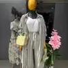Moda Feminina Transfronteiriça Europeia e Americana Primavera 2026 Novo Conjunto Elegante de Camisa Longa Listrada com Gravata e Calça de Pernas Largas
