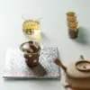 Tazón de bambú con tapa de lunares color caramelo hecho a mano, juego de té Kung Fu estilo antiguo, tazón para preparar té resistente al calor, tazón para beber té casero