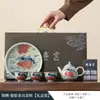 Juego de Té Cerámico Kung Fu de Plata Dorada, de Alta Gama con Una Tetera y Tres Tazas, Recuerdos de Cumpleaños y Bodas para Personas Mayores y Líderes