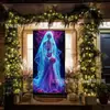 Tela de Fondo Nueva para Halloween Transfronteriza Cubierta de Puerta Popular de Gama Alta para Escena de Fiesta en Interiores y Exteriores Tela Colgante Personalización