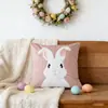 Funda de Almohada Sencilla de Conejo de Pascua con Bordado Falso, Linda Funda de Cojín Decorativo 3D para Sofá, Directo del Fabricante, Colorida