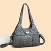 Transfronteiriço 2025 Nova Exportação Couro Lavado Bolsa Feminina Bolsa Tote High-End Ombro Único Transversal Grande Capacidade Bolsa de Mãe