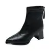Botines de Punta para Mujer 2026 Otoño/Invierno Nueva Moda Botas Ajustadas con Cremallera Trasera Tacón Grueso Estilo Francés Tacón Alto Botas Martin