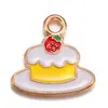 Encantos de Bolsa para Colgantes de Pulsera y Collar, Accesorios de Esmalte, Serie de Comida de Croissant y Papas Fritas Estilo Coreano