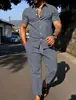 Exportación Transfronteriza Moda Casual para Hombre Camisa de Manga Corta + Traje de Pantalones Camisa Hawaiana Impresión Digital 3D