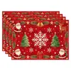 Amazon Manteles Navideños Muñeco de Nieve Árbol de Navidad Manteles Decoración de Mesa de Comedor Occidental Manteles Aislantes Fiesta Navideña