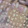 Adesivos de Borboleta para Nail Art 2026 Novo Tendência 3D Em relevo Cristal Diamante Concha Brilho Decalques de Unha Acessórios