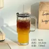 Copo de vidro de grande capacidade, caneca gigante com alça, tampa e canudo para uso no escritório, copo de café e água para meninas