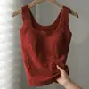 Chaleco Térmico de Encaje Estilo Francés Cepillado para Otoño e Invierno para Mujer con Almohadillas en el Pecho Incorporadas, Prenda Base Integrada, Ropa Interior Modelo Nuevo 2026