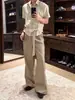 Camisa de manga corta a rayas con lazada para hombre y mujer, de verano, fluida, antiarrugas, estilo old money, casual, corte limpio