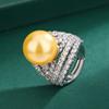 Hermosa y Elegante Perla de Imitación Hueca Circonita Estilo Celebridad de Internet Moda Tahitiana Lujo Ligero Perla Blanca Australiana Joyería al por Mayor