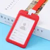 Kunzhen juego de tarjetero para permiso de trabajo transparente de doble cara, tarjetero para certificado, insignia, tarjeta escolar, tarjetero para tarjeta de autobús, cordón para estudiante y empleado