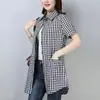 Nueva Camisa de Algodón a Cuadros Verano Retro Holgada Talla Grande Longitud Media Estilo Hong Kong Ropa de Abrigo Manga Larga y Corta con Bolsillo de Solapa Pantalones