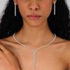 Joyería de Novia Popular Transfronteriza Europea y Americana, Pendientes y Collares Brillantes Incrustados con Diamantes de Diseñador, Elegantes Conjuntos de Collares con Borlas