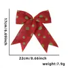 Pequeño Lazo Navideño con Puntos Rojos y Verdes y Rayas Colgante Tejido a Mano Guirnalda para Árbol de Navidad Colgante Decorativo para Caja de Regalo