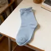 Calcetines para niños Calcetines blancos de algodón puro Calcetines para niños Encaje Calcetines blancos acanalados de burbujas para estudiantes