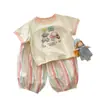 Nuevo Conjunto de Verano para Niñas Tongxingyuan, Elegante y de Moda, Delgado, Dibujos Animados, Lindo, Camiseta y Pantalones Cortos de Dos Piezas para Bebés