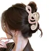 Pinza para el pelo con forma de flor de estilo francés extra grande de 13 cm, Pinza de tiburón mate estilo bosque femenino, Accesorio para el pelo para primavera y verano