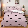 SHEIN jogo de cama de três peças decoração de feriado Dia dos Namorados impressão digital quarto decoração de casa jogo de cama de três peças