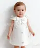 Nuevo Vestido Infantil Niña Vestido de Princesa Dama de Honor Vestido de Actuación para Primer Cumpleaños Lazo Violeta Vestido de Boda para Niña