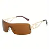 Gafas de Sol Sin Marco Huecas Nuevas Europeas y Americanas Transfronterizas para Hombres y Mujeres, Chicas Populares Mileniales, Fotografía Callejera Hip-Hop, Gafas de Sol Versátiles de Celebridades de Internet