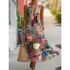 Moda Femenina Nueva Primavera/Verano Marca Independiente Europea y Americana Transfronteriza Minimalista Elegante Holgado Cuello en V Estampada Botón Diagonal Vestido Camisa G956