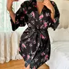 Nueva Bata de Baño con Cordones de Encaje Floral Estilo Delgado Ropa de Casa para Mujer Pijamas Primavera y Otoño Manga Larga Fina Bata de Pijama para el Hogar Venta al por Mayor