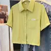 Camisa de Manga Corta Holgada Estilo Coreano con Cuello Polo para Mujer, Nuevo Diseño Único, Adelgazante, Rejuvenecedor, Top con Cordón, Moderno