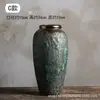 Jarrón Pequeño de Cerámica Jingdezhen Estilo Chino Vintage Desgastado para Sala de Estar Arreglo de Flores Secas, Decoración de Entrada, Maceta de Cerámica, Maceta de Cerámica Gruesa
