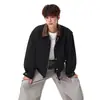 Chaqueta de Retazos con Cuello de Solapa para Hombre Nueva Colección Otoño/Invierno 2026, Abrigo Casual Holgado de Alta Gama Estilo Coreano Moderno para Adolescentes