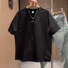 Camiseta Casual Masculina de Meia-Manga Spliced de Silicone com Gola Redonda de Manga Curta, Tendência Verão 2025, Marca, Simples e Fashion, Solta e Versátil