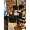 Camiseta de Manga Larga con Parches de Malla de un Solo Hombro para Mujer, Estilo Chica Picante de Deseo Puro, Nueva Colección Otoño Temprano 2026, Top Base Adelgazante