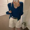 Chaleco de Punto con Cuello Halter en V Retro Francés + Cárdigan de Punto Chaqueta Pequeña para Mujer Ins2026 Corea Primavera Temprana Nuevo